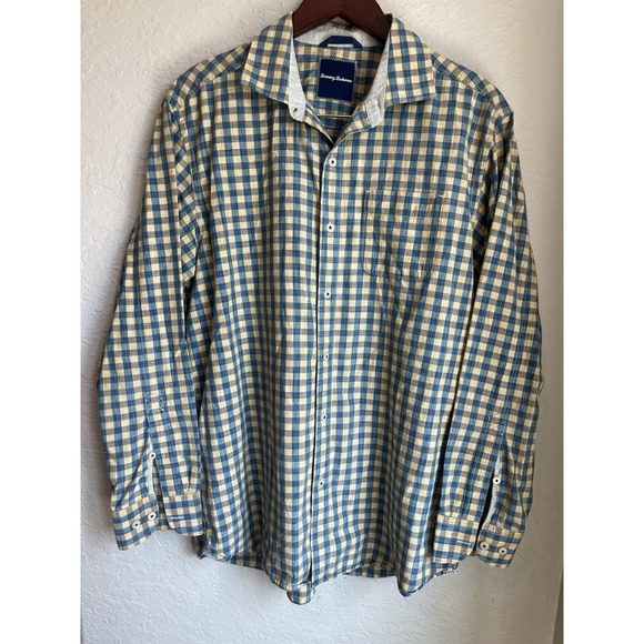 Tommy Bahama Other - Tommy Bahama‎ Navy/Yellow/Gray Gingham, Button Up/Long Sleeve, Size Medium